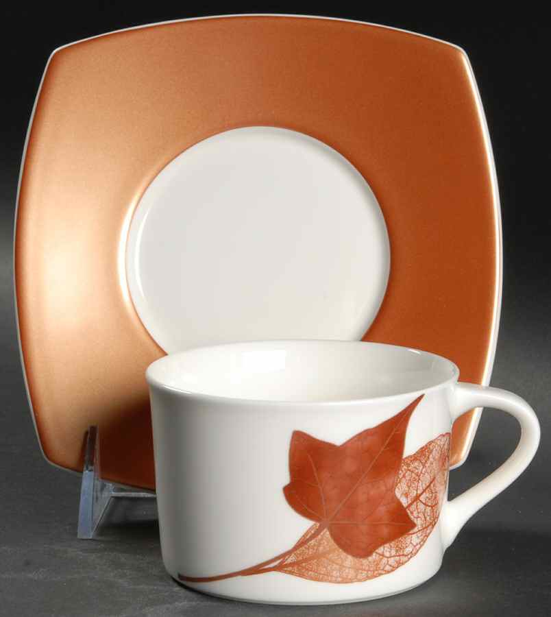 Leaf Montage Flat Cup & Saucer Set by Mikasa-1