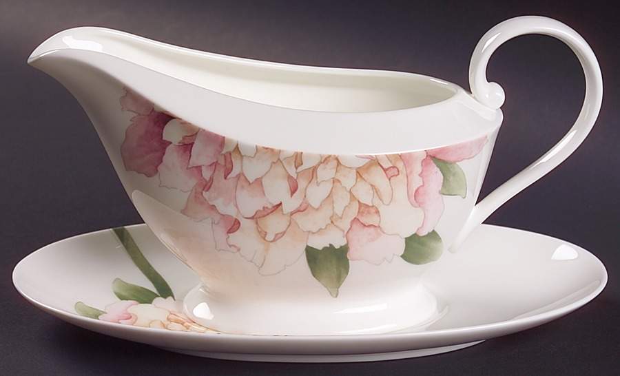 Peony (AK049, Elite Bone) Gravy Boat & Underplate by Mikasa-1