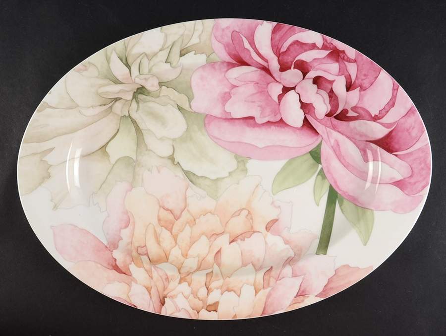 Peony (AK049, Elite Bone) 15" Oval Serving Platter by Mikasa-1