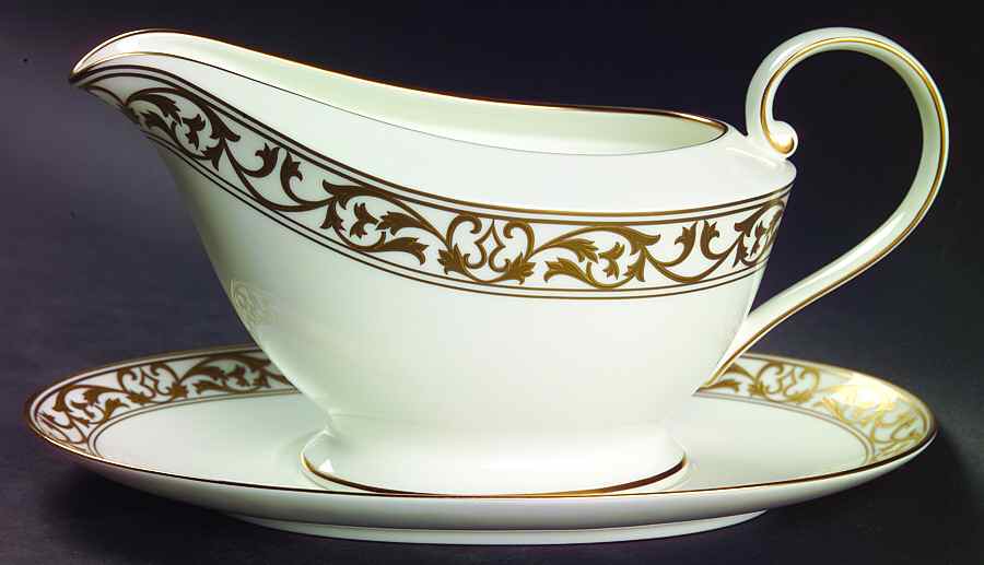 Lily Moire Gravy Boat & Underplate by Mikasa-1