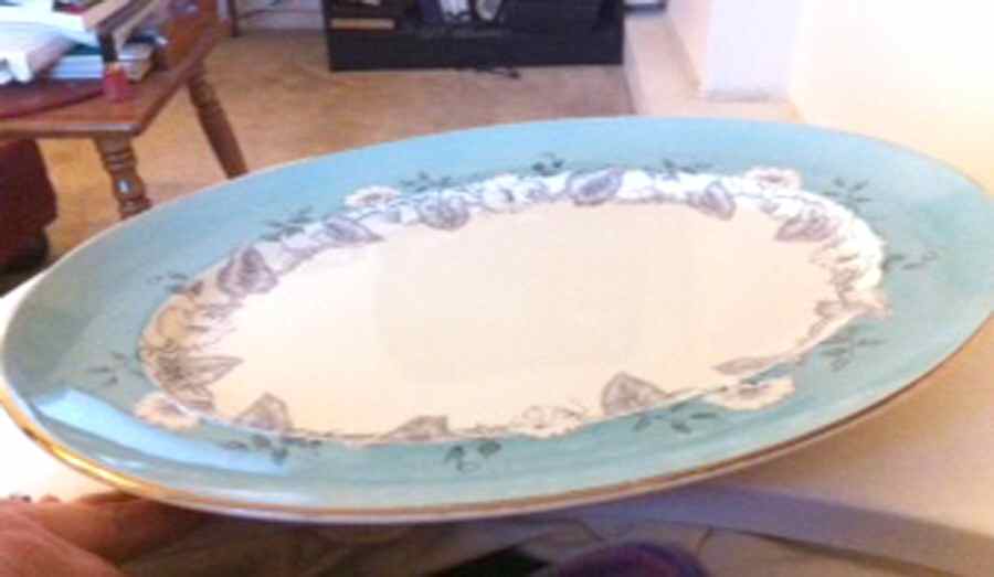 Morning Glory (Turquoise) 18" Oval Serving Platter by Myott Staffordshire-1