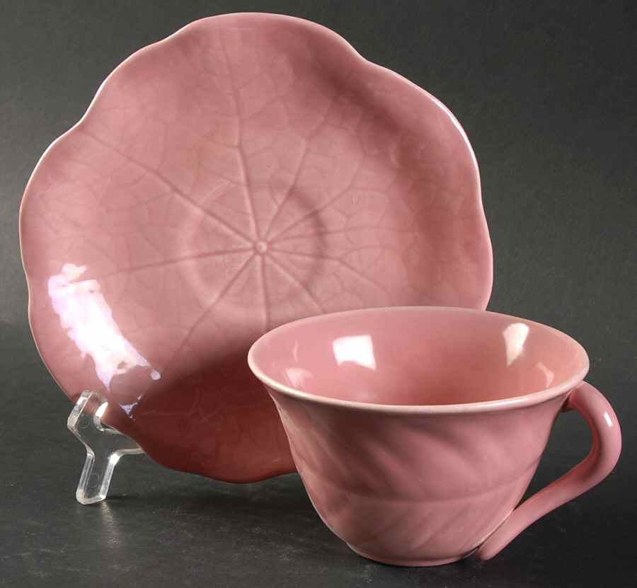 Lotus Pink Flat Cup & Saucer Set by Metlox - Poppytrail - Vernon-1