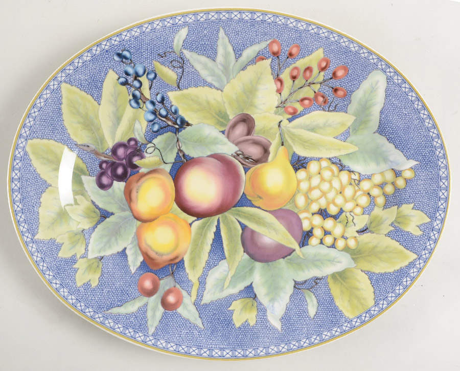 Apples, Berries & Cherries 12" Oval Serving Platter by Mottahedeh-1