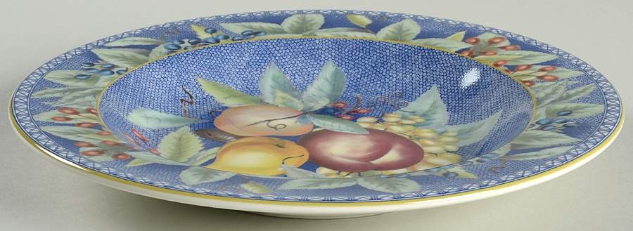 Apples, Berries & Cherries Large Rim Soup Bowl by Mottahedeh-1