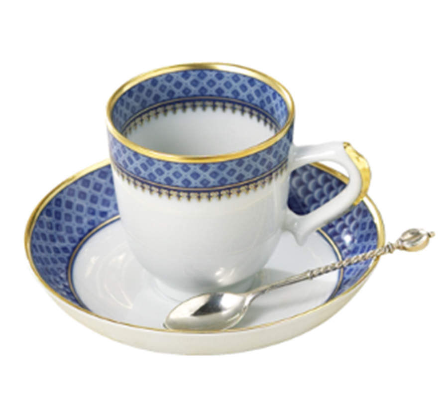 Indigo Wave Footed Demitasse Cup & Saucer Set by Mottahedeh-1