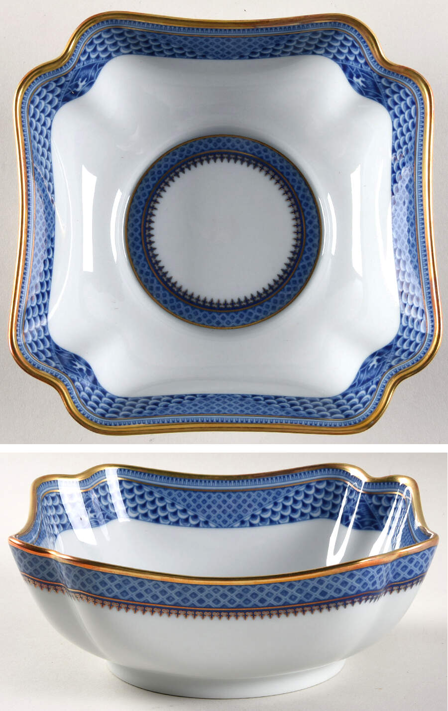 Indigo Wave 6" Square Vegetable Bowl by Mottahedeh-1