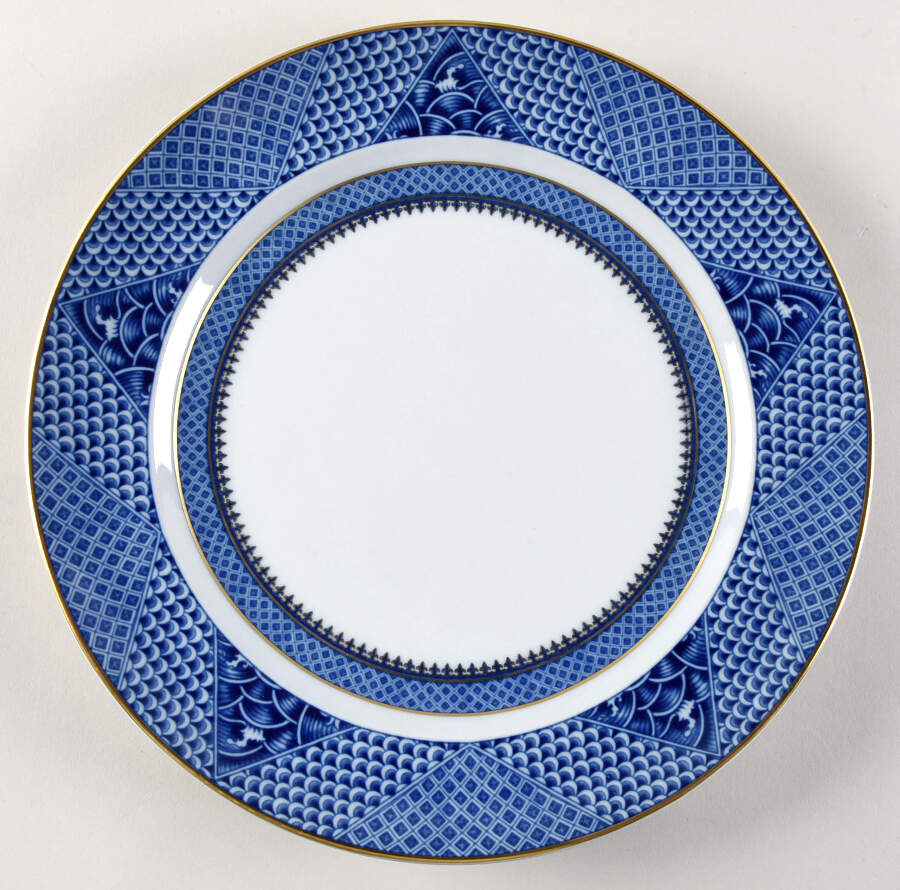 Indigo Wave 13" Chop Plate (Round Platter) by Mottahedeh-1
