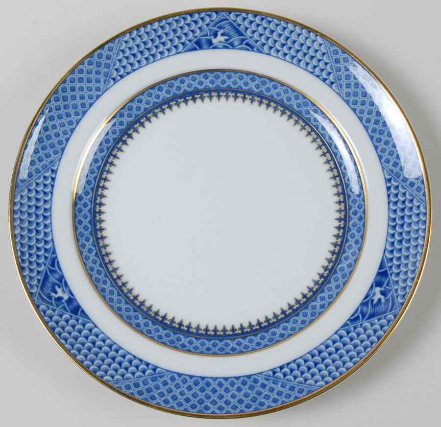 Indigo Wave Salad/Dessert Plate by Mottahedeh-1