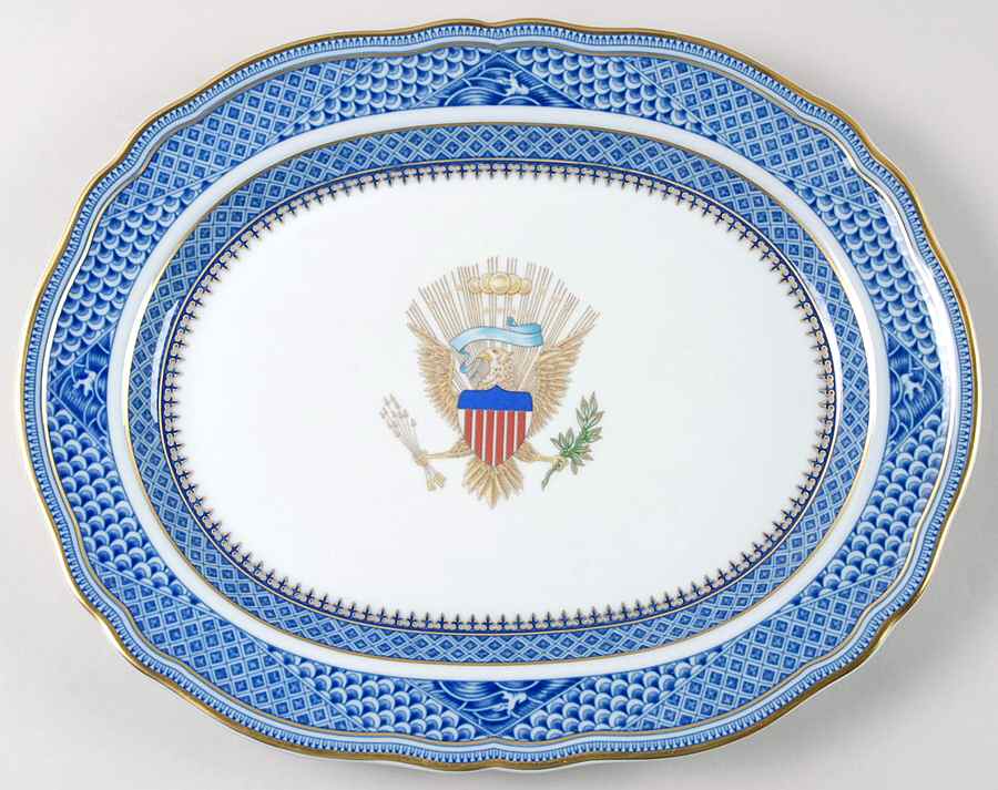 Diplomatic Eagle Service 13" Oval Serving Platter by Mottahedeh-1