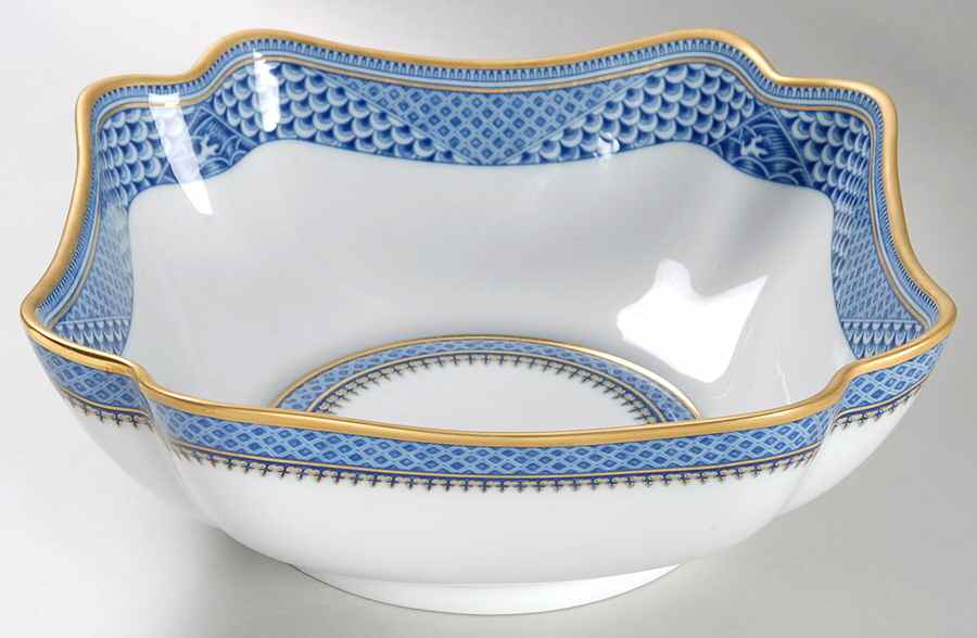 Indigo Wave 9" Square Vegetable Bowl by Mottahedeh-1