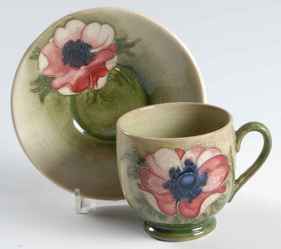 Anemone Footed Demitasse Cup & Saucer Set by Moorcroft-1
