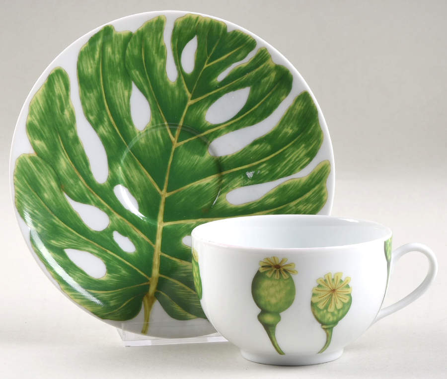Ikebana Footed Cup & Saucer Set by Medard de Noblat-1