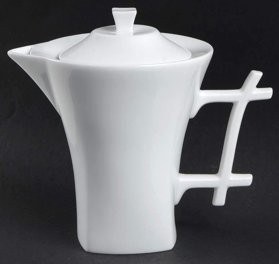 Oxygene White Tea/Coffee Pot & Lid by Medard de Noblat-1