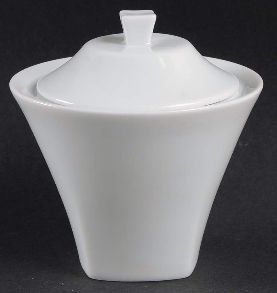 Oxygene White Sugar Bowl & Lid by Medard de Noblat-1