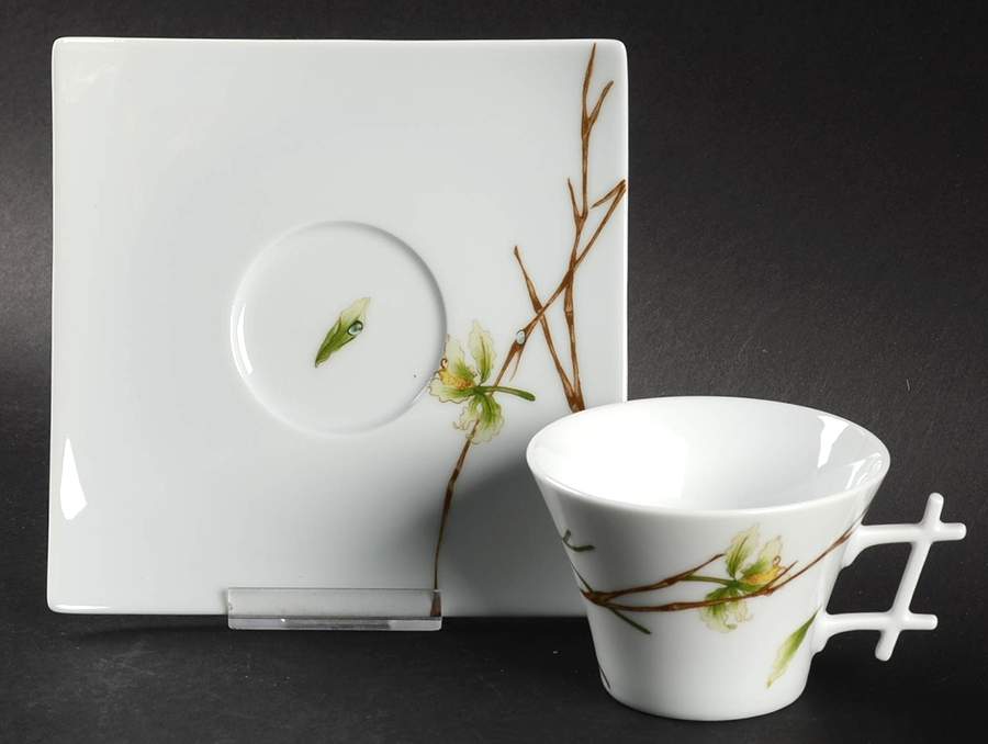Jardin de Flore (Oxygene Shape) Flat Cup & Saucer Set by Medard de Noblat-1