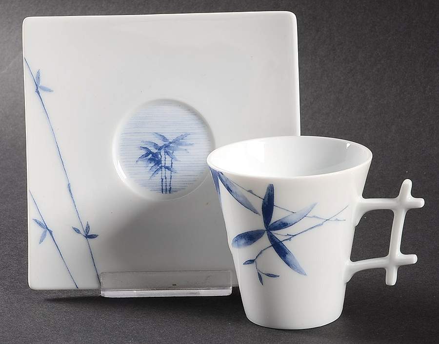 Regard (Oxygene Shape) Flat Demitasse Cup & Saucer Set by Medard de Noblat-1