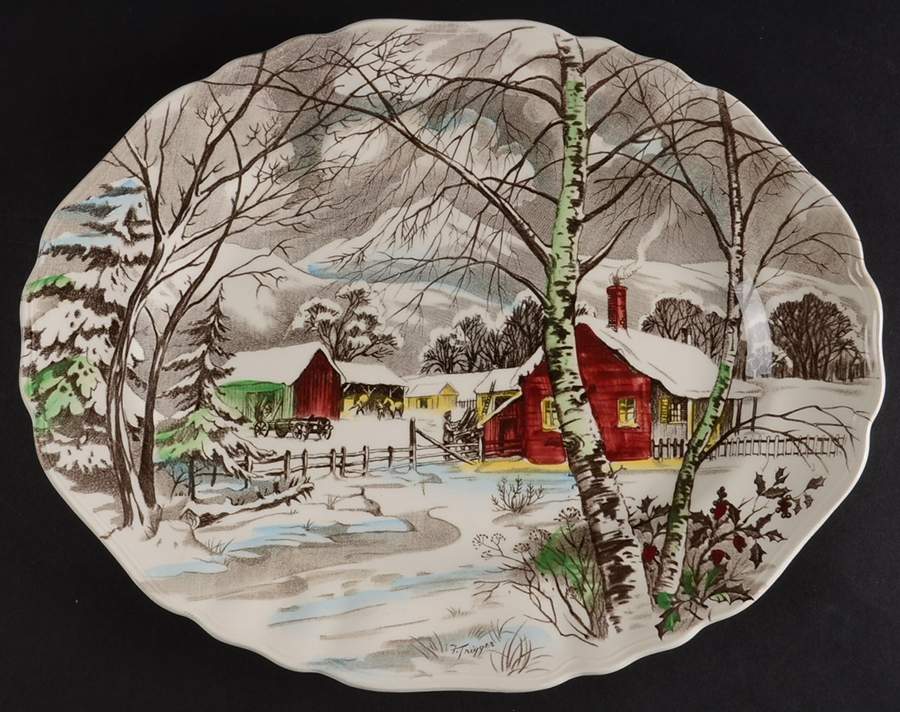 Welcome Home (White Background) 12" Oval Serving Platter by J & G Meakin-1
