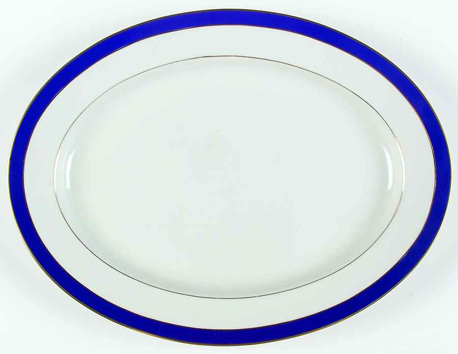 Royal Lapis (Royal Blue Band) 13" Oval Serving Platter by Muirfield-1
