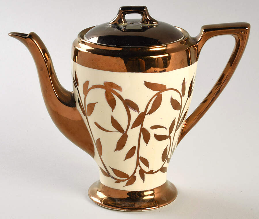 Old Lustre Ware Copper Individual Coffee Pot & Lid by Myott Staffordshire-1