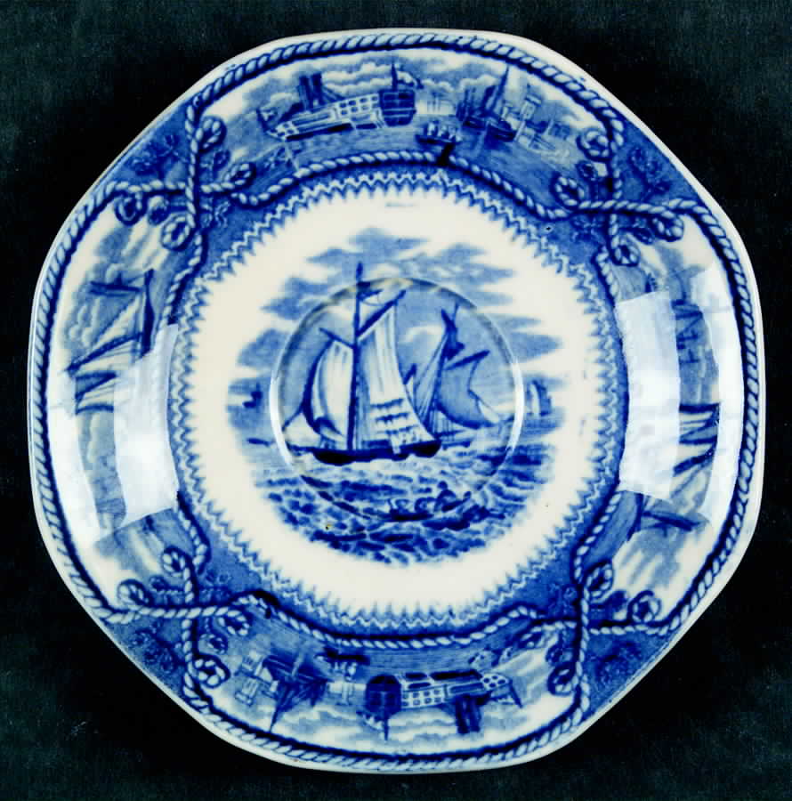 American Marine Blue (Multisided) Saucer by Mason's-1