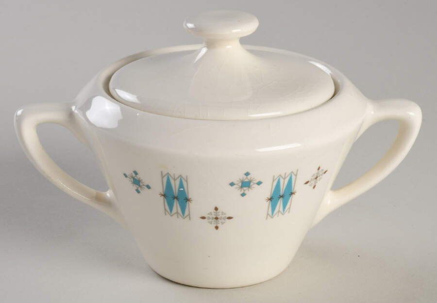 Modern Blue Sugar Bowl & Lid by Mount Clemens-1