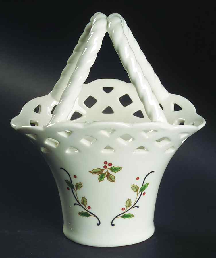 Holiday Lace 6" Handled Basket by Mikasa-1