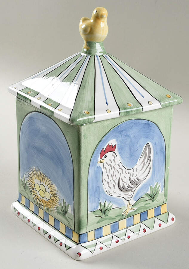 Rooster and Chicks Small Canister & Lid by Mesa Intl-1