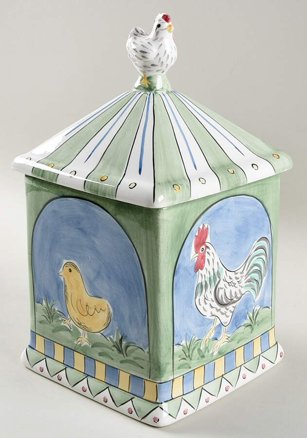 Rooster and Chicks Medium Canister & Lid by Mesa Intl-1