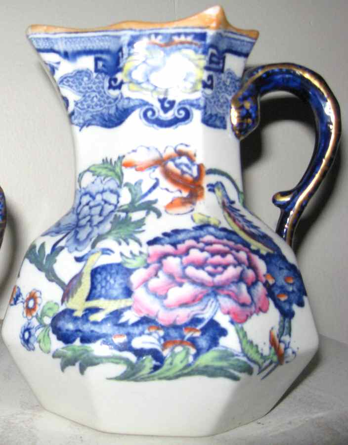 Blue Pheasants Blue Multicolor Large Hydra Jug by Mason's-1