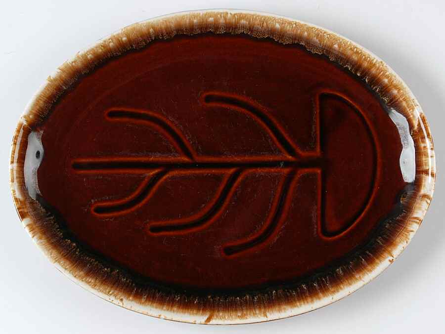 Brown Drip 13" Oval Serving Platter by Mount Clemens-1