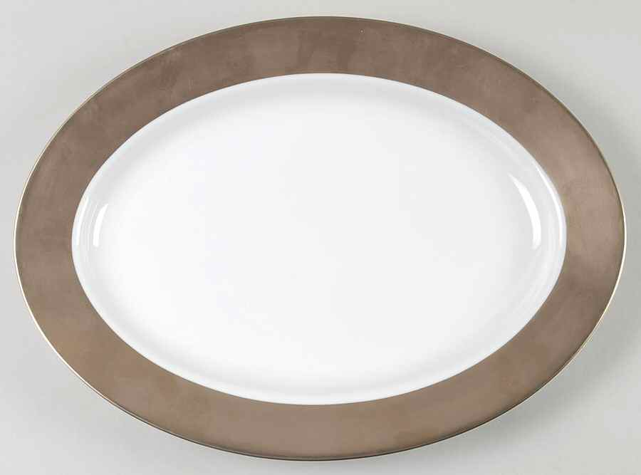 Burnished Florentine Platinum 14" Oval Serving Platter by Marc Blackwell-1
