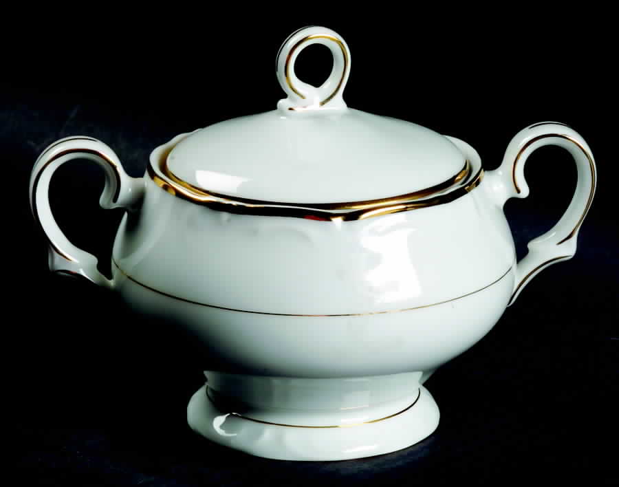 Golden Wedding Day (Scalloped) Sugar Bowl & Lid by Modern China & Table Institute-1