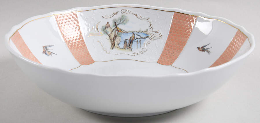 Birdsong Salmon 10" Round Vegetable Bowl by Mottahedeh-1