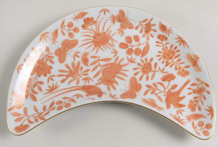 Sacred Bird & Butterfly (2004, Gold Accents) Crescent Salad Plate by Mottahedeh-1