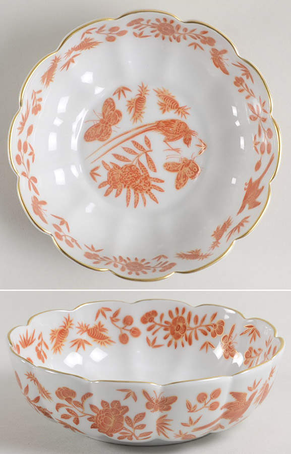 Sacred Bird & Butterfly (2004, Gold Accents) Dessert Bowl by Mottahedeh-1