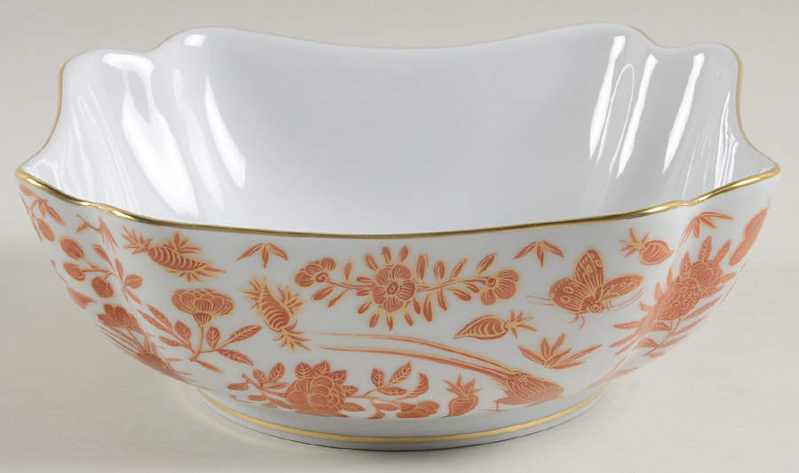 Sacred Bird & Butterfly (2004, Gold Accents) 6" Square Vegetable Bowl by Mottahedeh-1