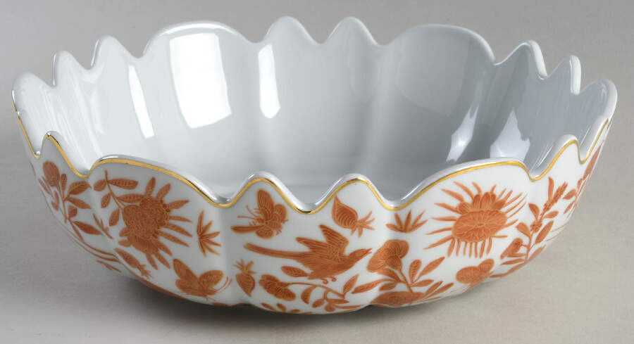 Sacred Bird & Butterfly (2004, Gold Accents) 9" Scalloped Bowl by Mottahedeh-1