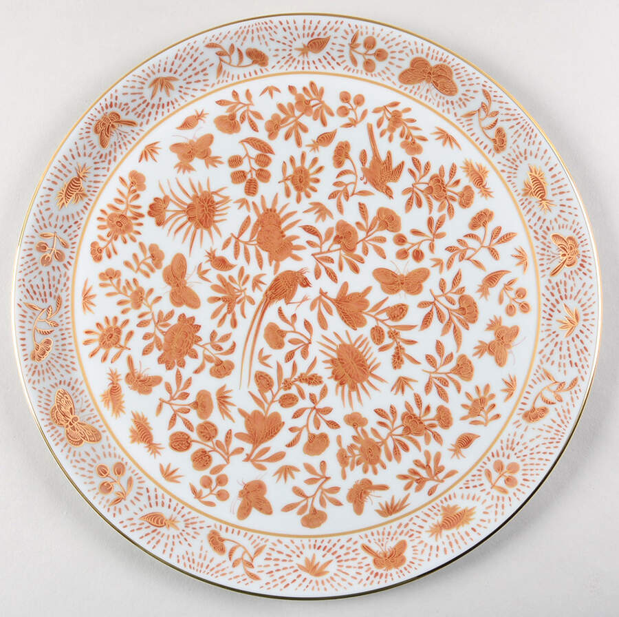 Sacred Bird & Butterfly (2004, Gold Accents) Cake Plate by Mottahedeh-1