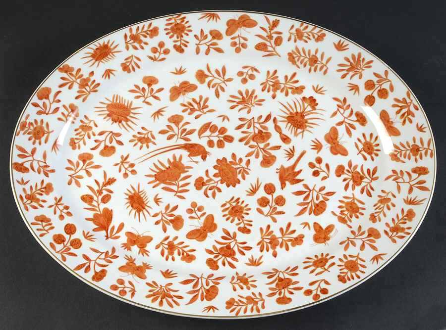Sacred Bird & Butterfly (2004, Gold Accents) 16" Oval Serving Platter by Mottahedeh-1