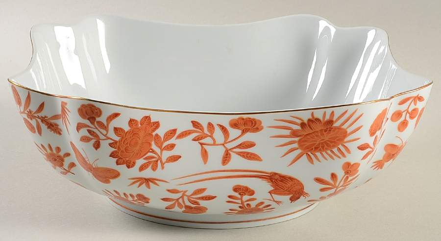 Sacred Bird & Butterfly (2004, Gold Accents) 9" Square Vegetable Bowl by Mottahedeh-1