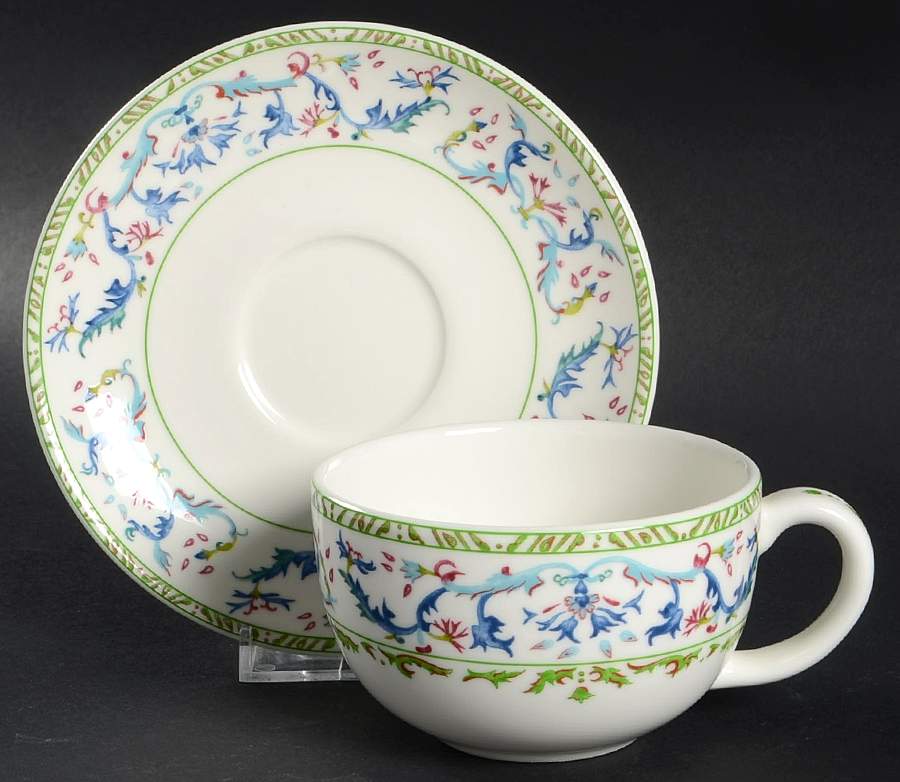 Carillon Flat Cup & Saucer Set by Mottahedeh-1