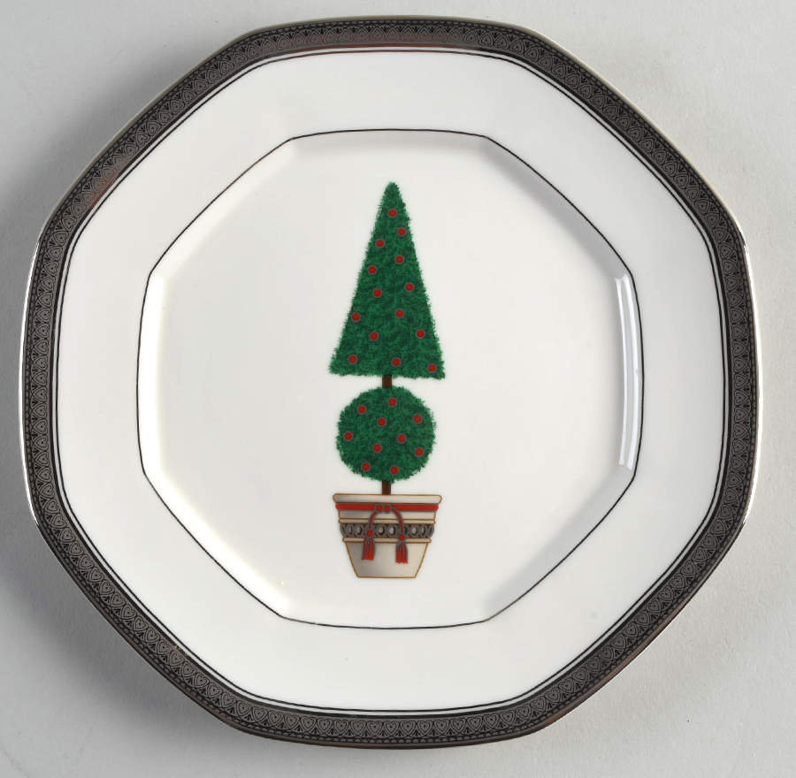 Topiary (Gold, No Color Band) Octagonal Luncheon Plate by Mikasa-1
