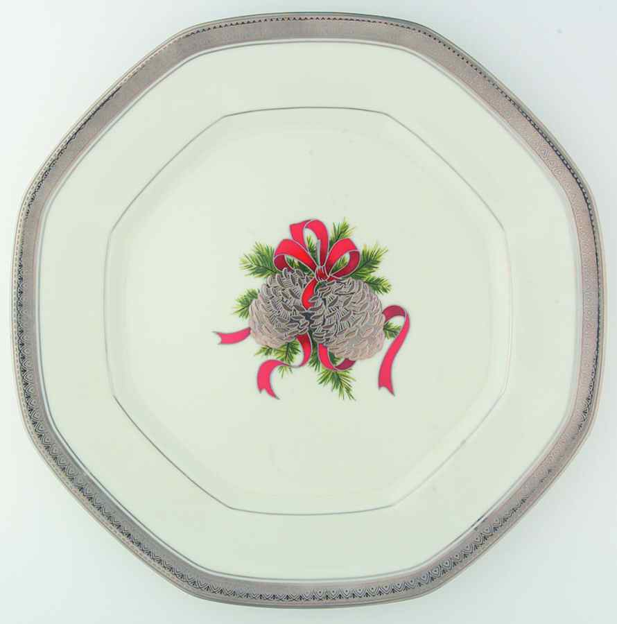 Pine Cones (Platinum) Octagonal Luncheon Plate by Mikasa-1