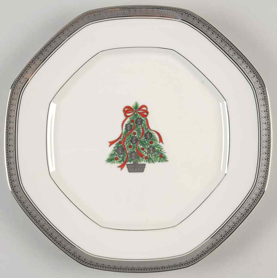 Festive Tree (Platinum) Octagonal Luncheon Plate by Mikasa-1