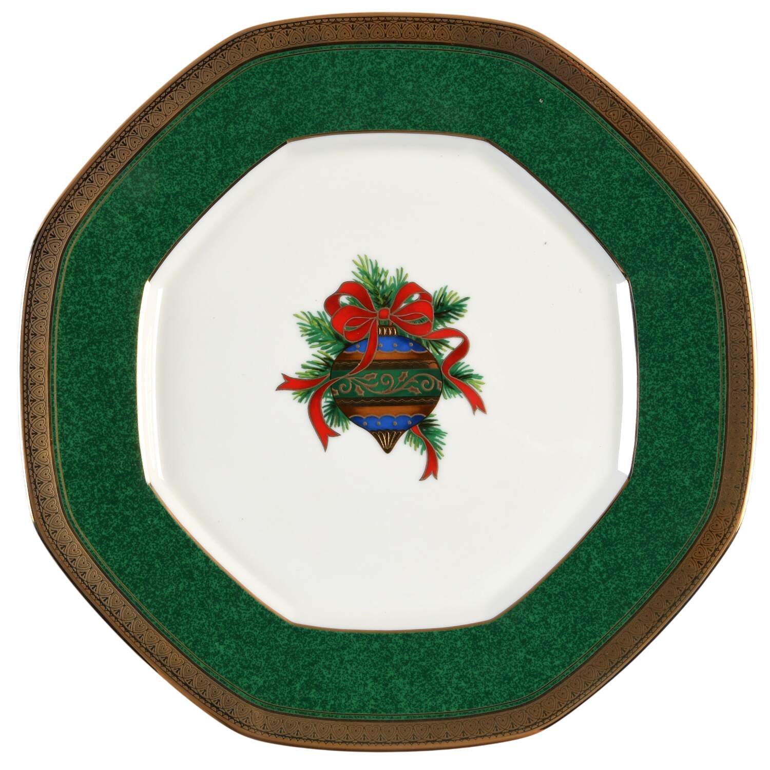 Festive Tree (Gold) Octagonal Luncheon Plate by Mikasa-1