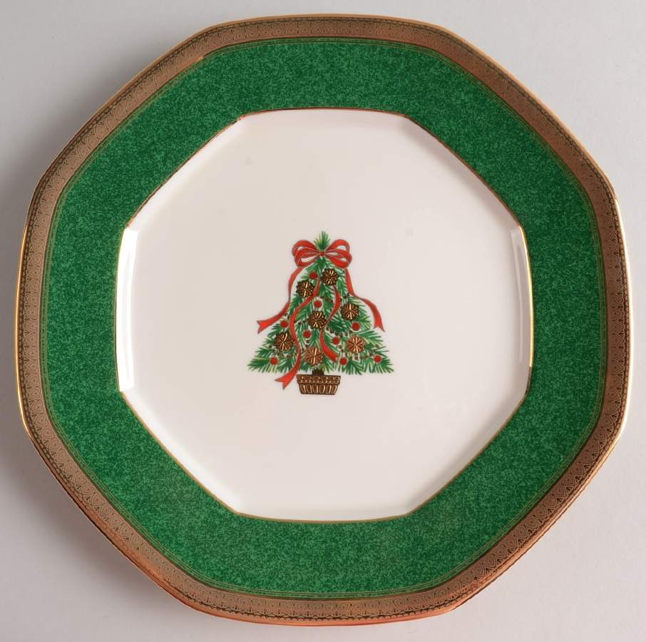 Festive Tree (Gold) Octagonal Luncheon Plate by Mikasa-1