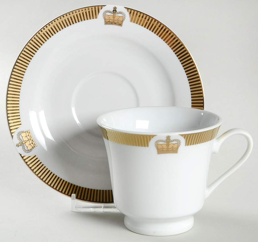 Majestic Crown Footed Cup & Saucer Set by Montgomery Ward-1