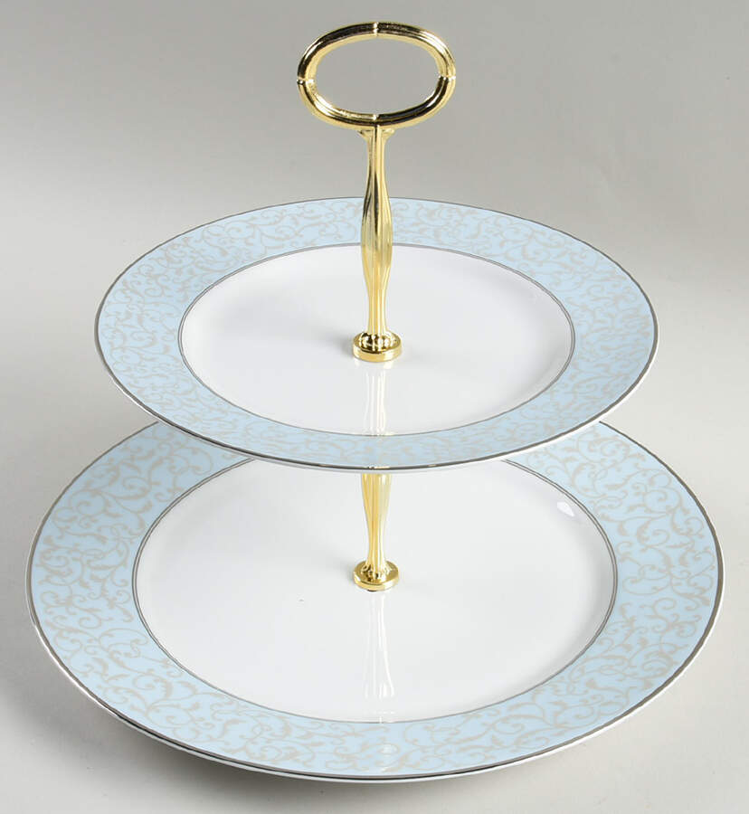 Parchment Blue 6 5/8"-10"  2 Tiered Serving Tray (Dp, Sp) HC by Mikasa-1