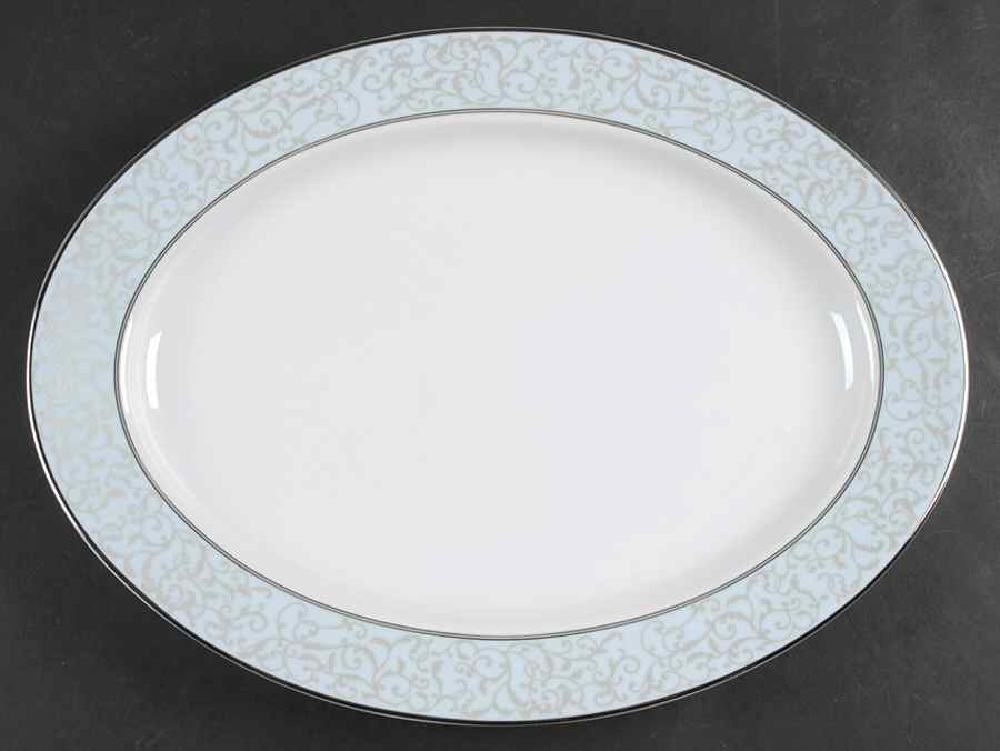 Parchment Blue 15" Oval Serving Platter by Mikasa-1