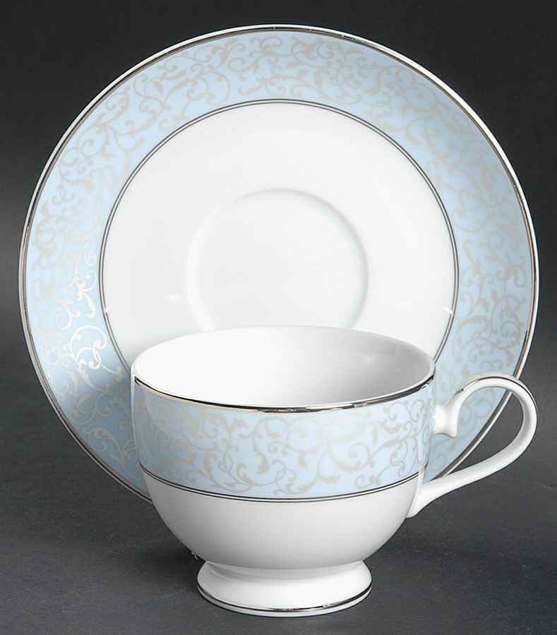 Parchment Blue Footed Cup & Saucer Set by Mikasa-1